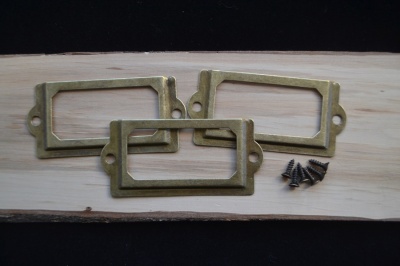 Antique Brass Drawer Label Mounts (Med) Pack of 3